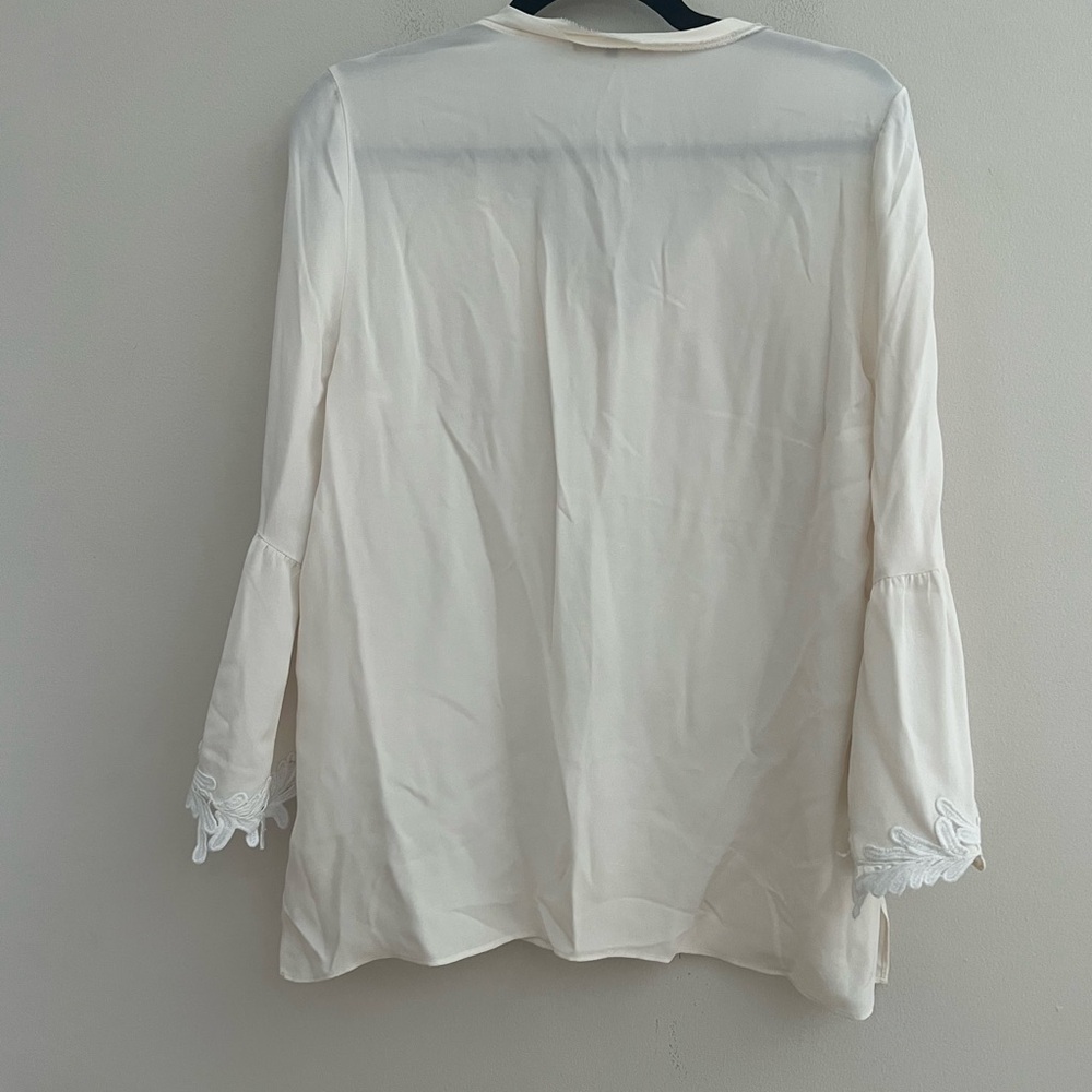 Kobi Halperin Cream 100 % silk Embroidered Blouse - Picture 9 of 11